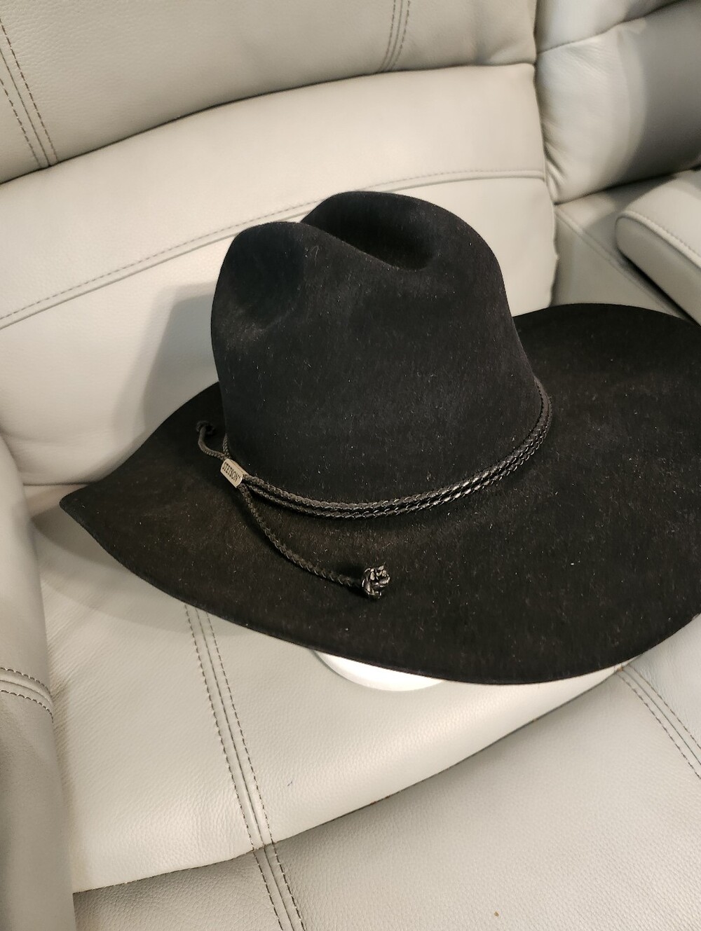 Stetson Beaver Black Felt Cowboy Hat with Braided Chin Cord